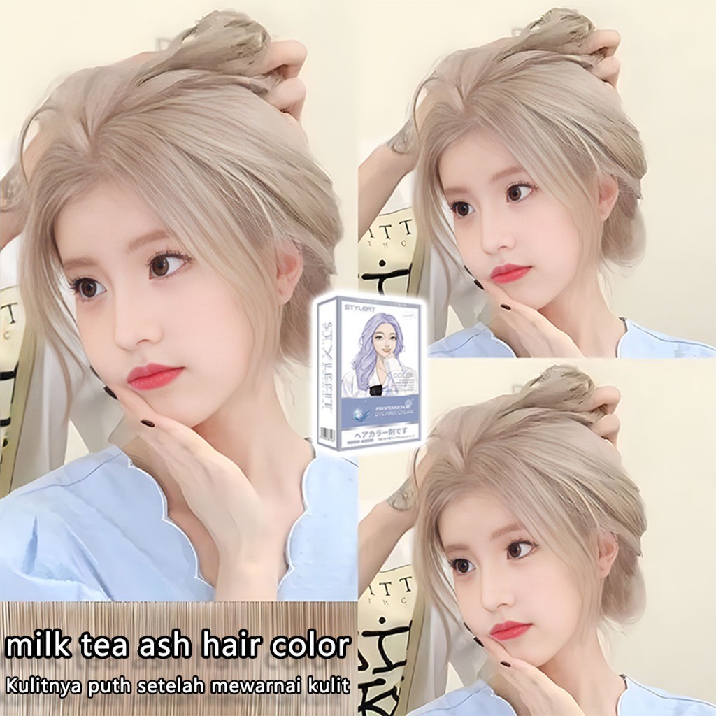 【Beli 100ml gratis 100ml】STYLE FITcat rambut ash grey*200ml cat rambut aman，Mewarnai rambut Anda den