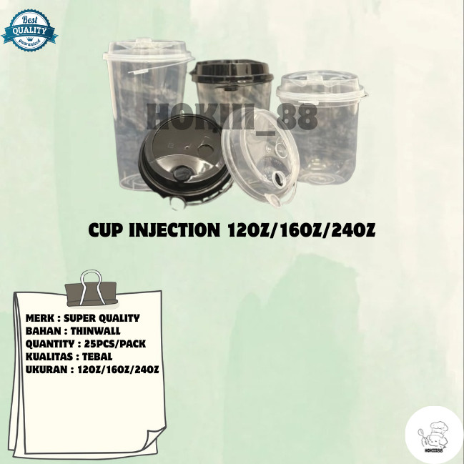 Gelas Plastik Thinwall PET / Cup Injection / Plastic Cup Bening Oval Datar PP Injection  Anti Tumpah