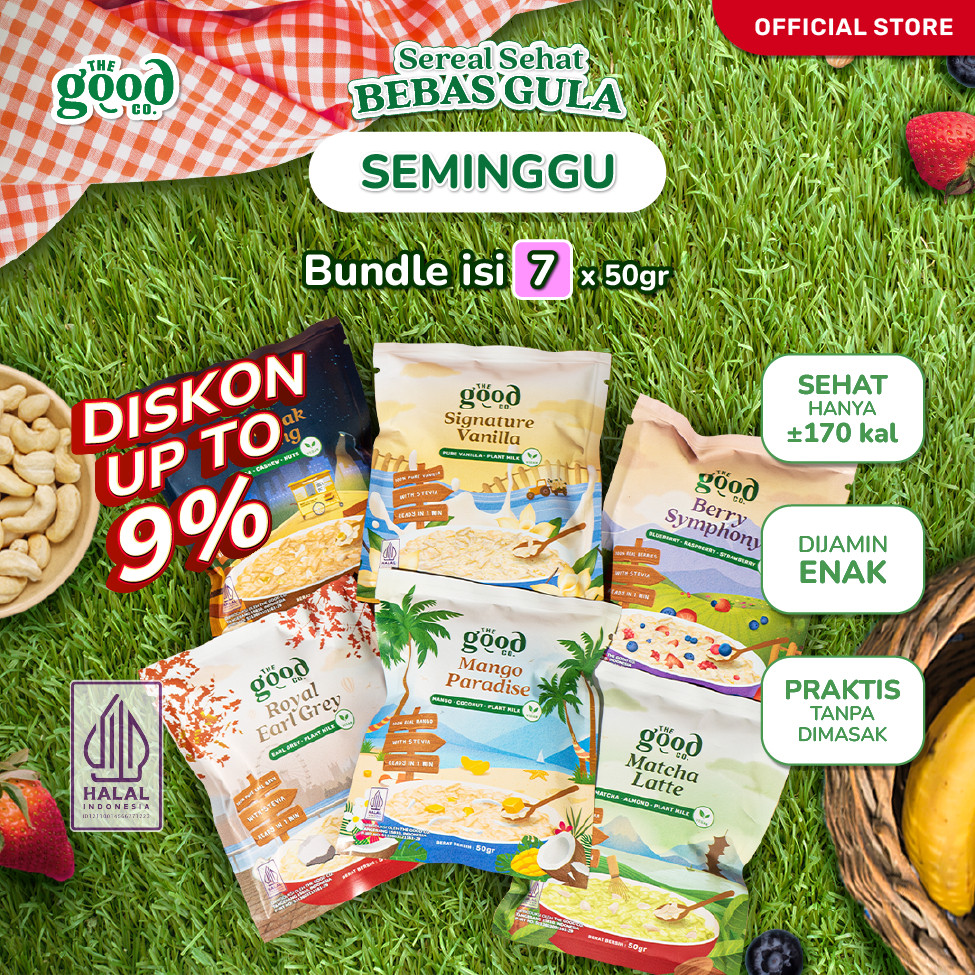

The Good Co. [SEMINGGU] - Instant Oatmeal Sachet - Sarapan Sehat Bebas Gula - Bundle isi 7