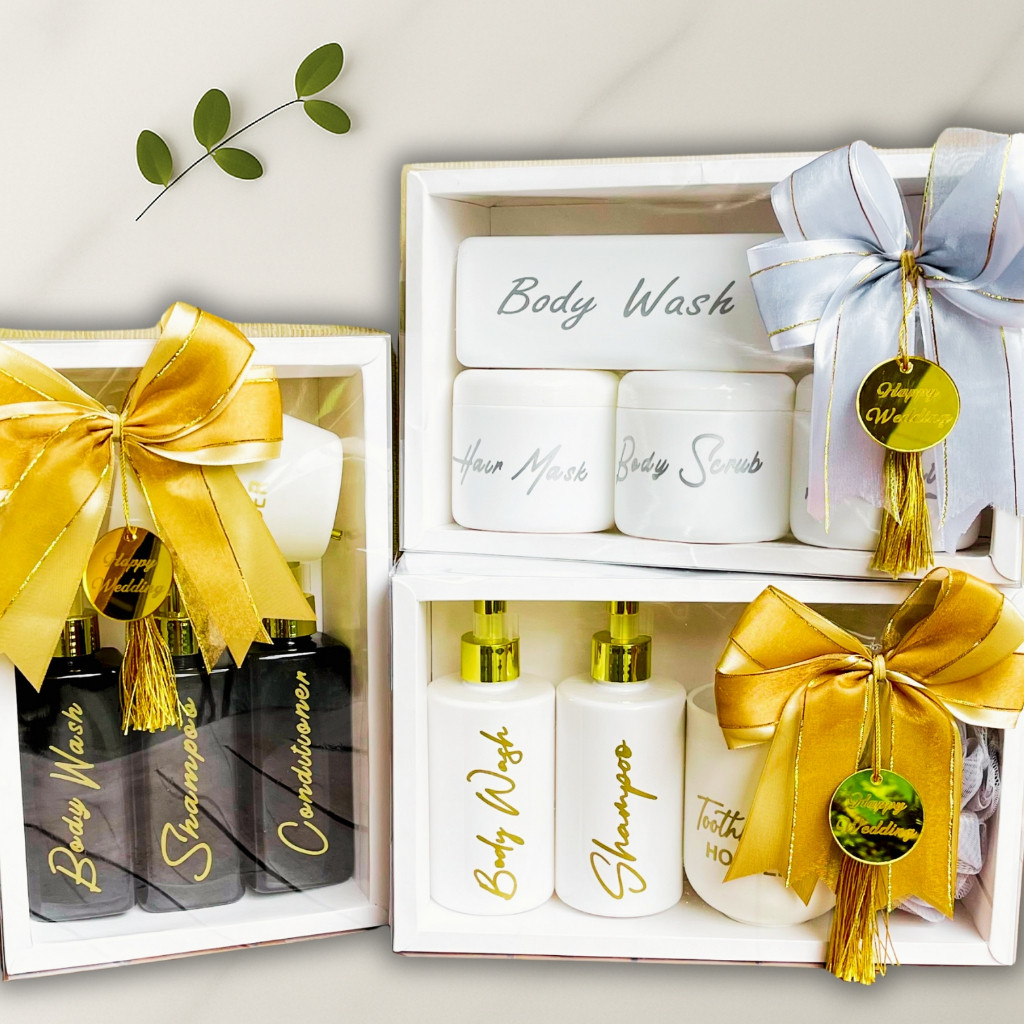 

Hampers Wedding Hampers kado Pernikahan Hampers Gift Box Peralatan Mandi Botol Refil Estetik