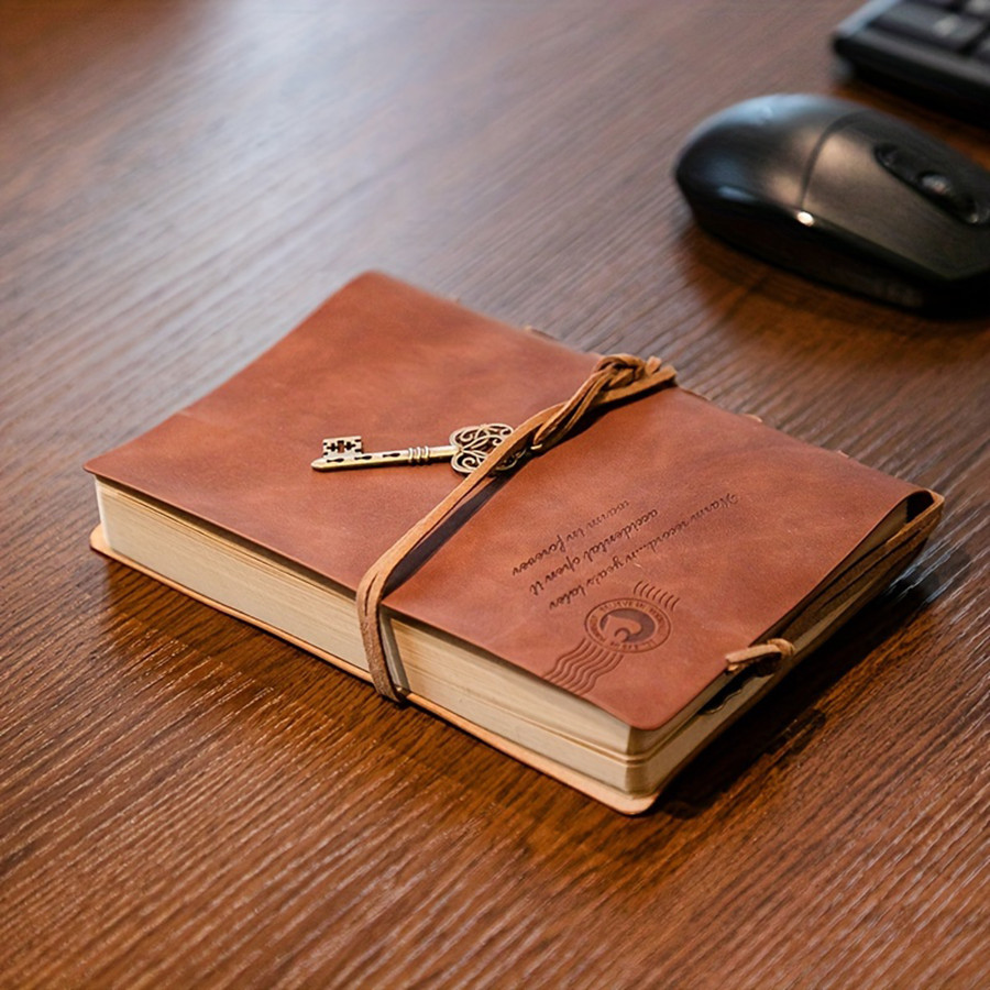 

antique notebook with strap and pendant, detachable inner pages, Diary notepad PU leather notebook, diary plan school stationery