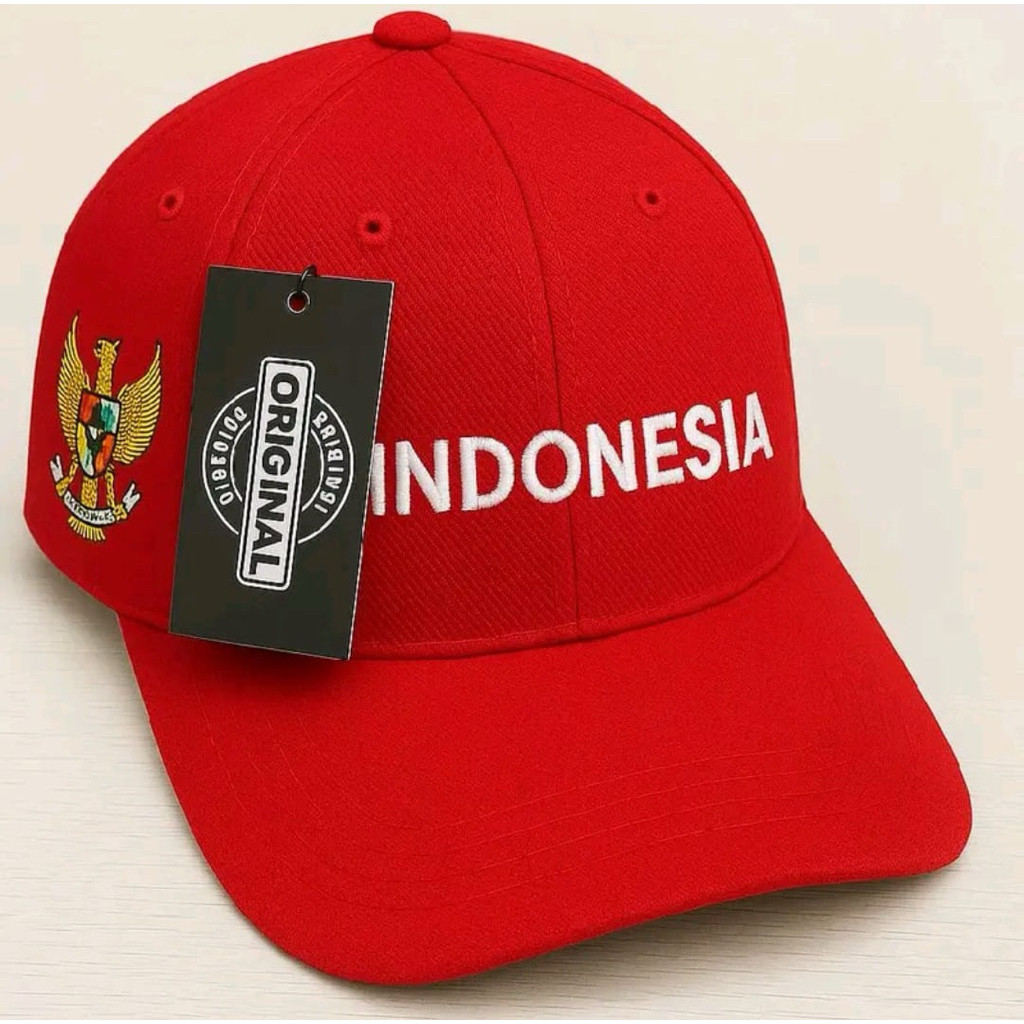 Topi Baseball Garuda & Indonesia | Topi Nasionalis Pria Wanita | Cap Bordir Original