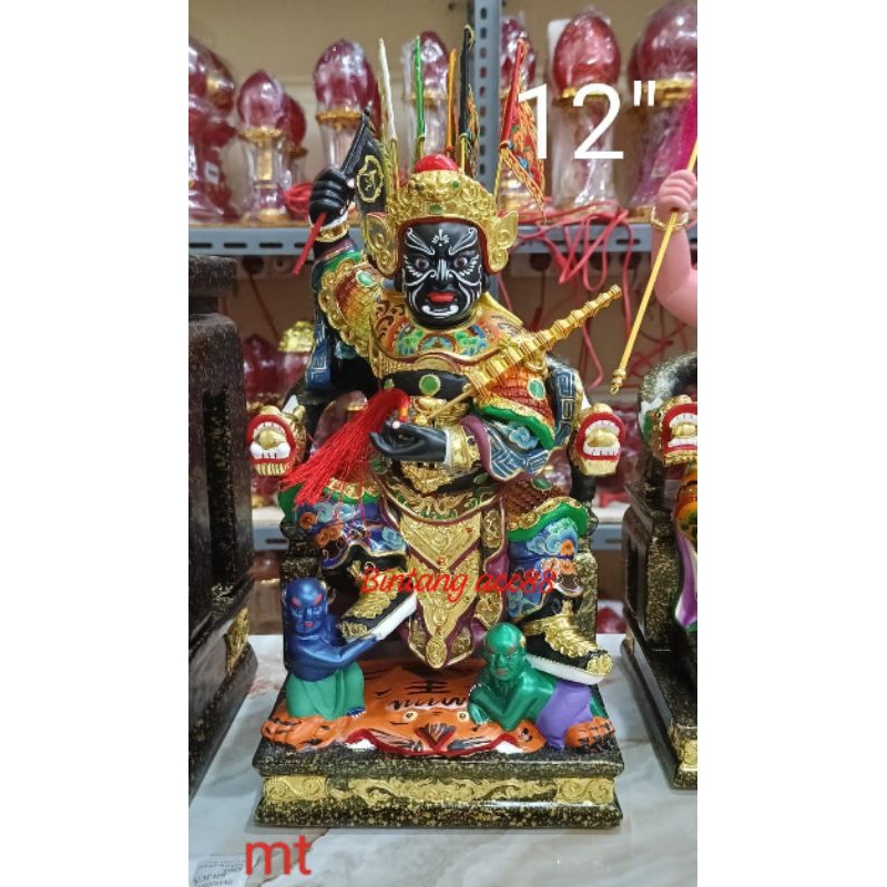 patung dewa 7 ong/ cit ong ya - kayu taiwan- 12 inch- 2 hantu - mt
