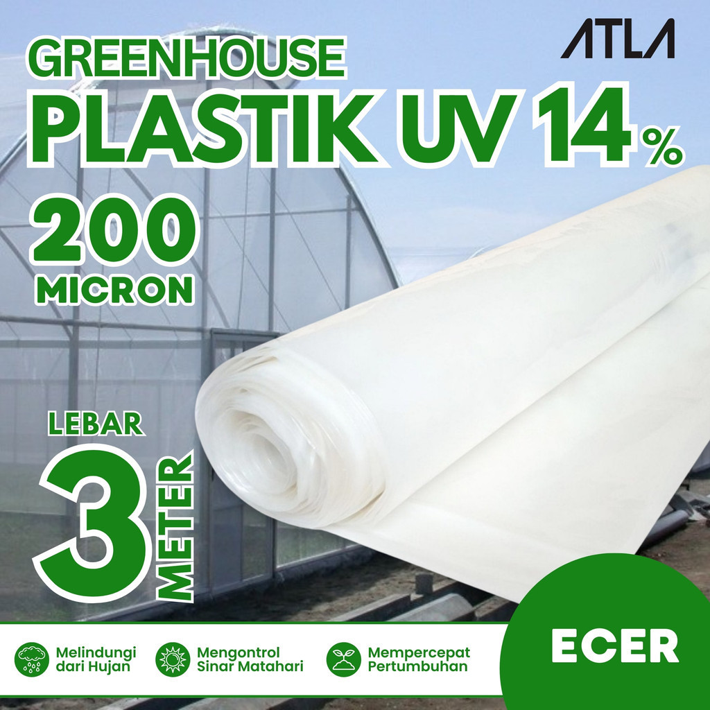 Plastik UV 3 Meter Transparan Green House Film Tutup Atap Kolam Greenhouse Bening 3M