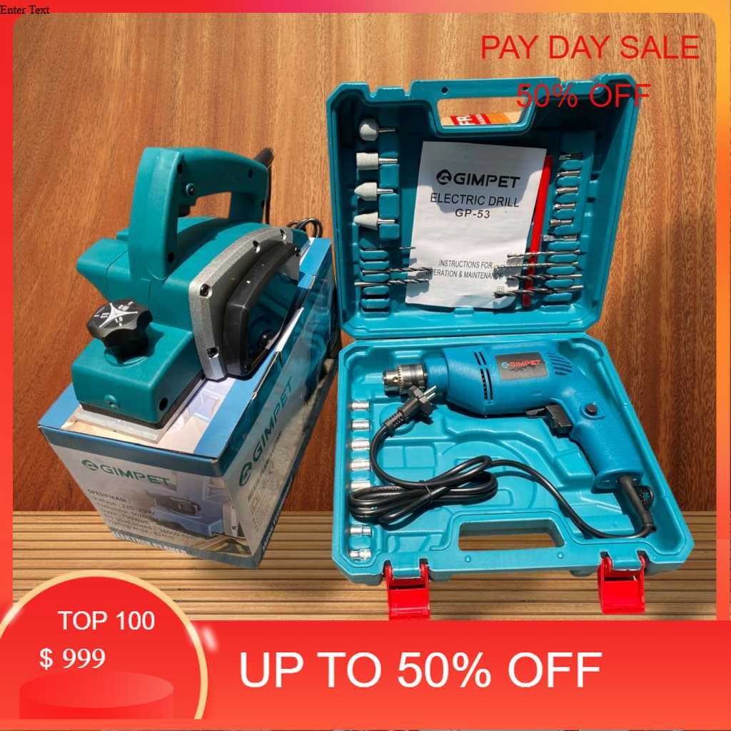 PAKET MESIN SERUT KAYU DAN BOR 10MM SET KOPER / MESIN KETAM / PLANER GIMPET /BOR TANGAN BOR LISTIK