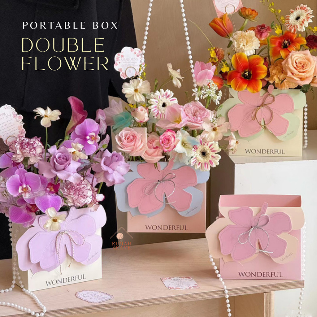 

RUMAH KRAVE - Portable Double Flower Box Bunga Lipat Buket