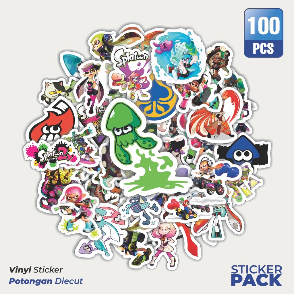 

100 PCS STIKER Stiker Game Series Splatoon Karakter Mix 2 Waterproof Aesthetic- Untuk Laptop, Motor, dan Helm - Paper Stationery Pack