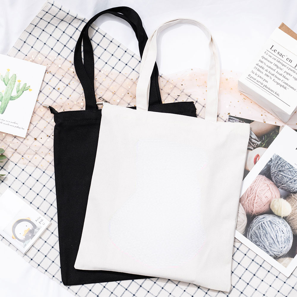 Solid Color Canvas Shopping Bag Support Custom Printing