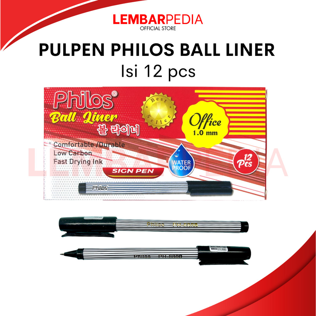 

PULPEN PHILOS BALL LINER 1.0MM TINTA HITAM PER BOX ISI 12PCS