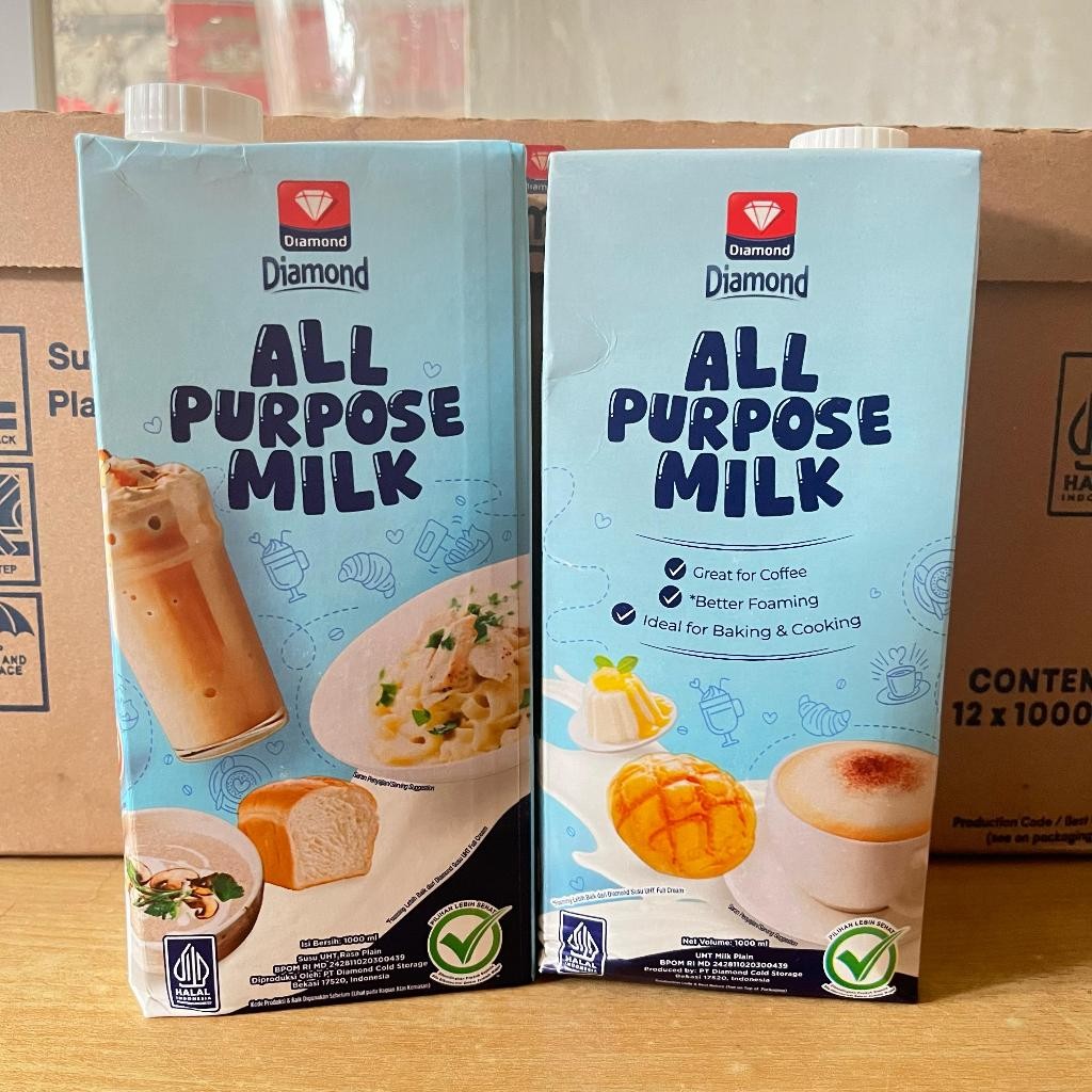 

Diamond All Purpose Milk UHT 1000mL 1 Karton Isi 12 Pcs l Susu UHT Rasa Full Cream Barista Blend 1L Karton