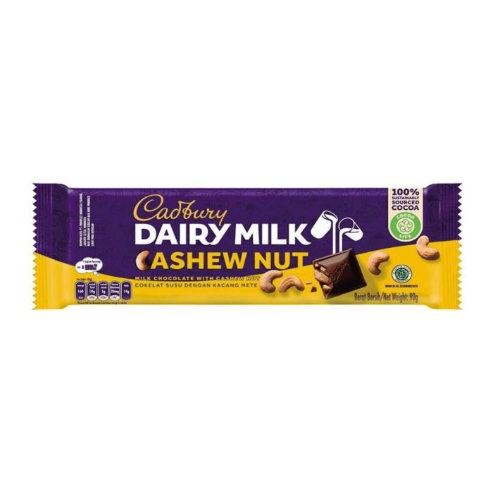 

Cadbury Dairy Milk Cashew Nut Coklat Kacang Mede 90gr / 62gr / 30gr