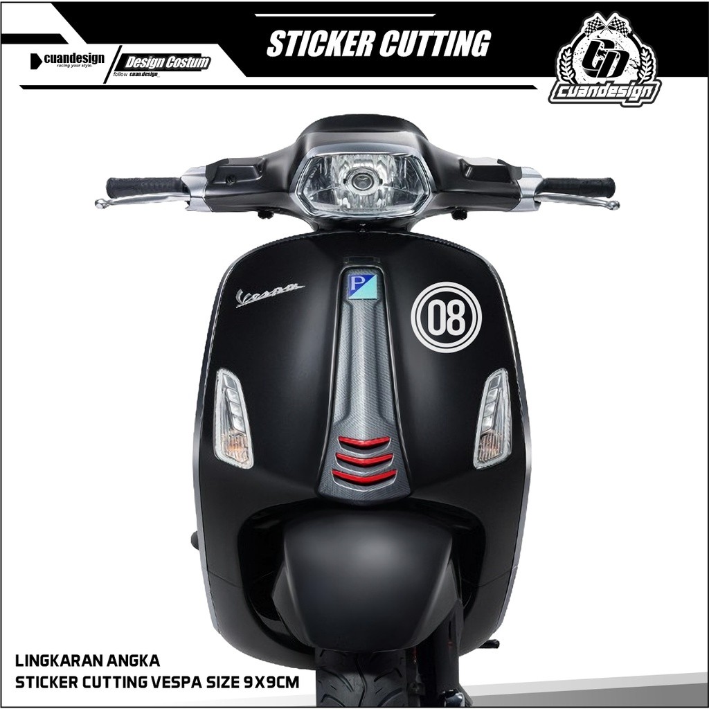 Scooter.pride STICKER CUTTING LINGKARAN DAN ANGKA CUSTOM STIKER MOTOR VESPA