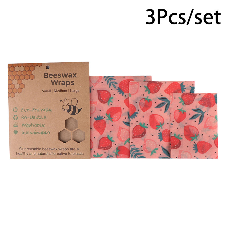 

3Pcs/set Reusable Beeswax Food Fresh Keeping Cloth Eco Friendly Natural Wrapper For Fruit Snack Sandwiches Packaging Paper