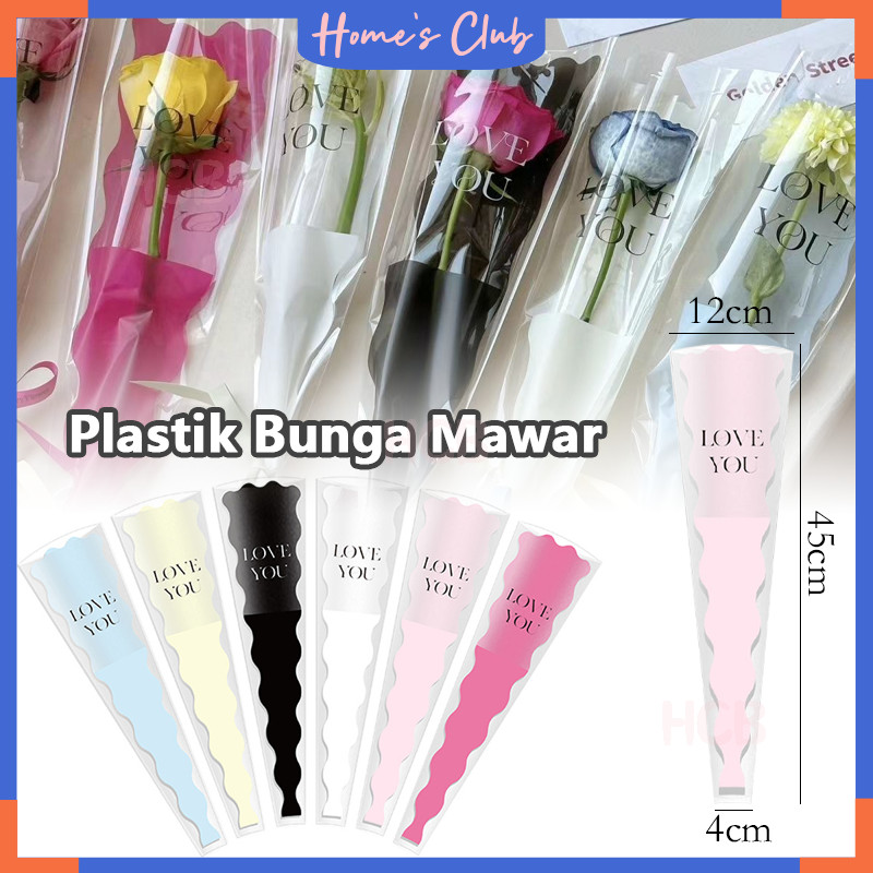 

50 Lembar Single Flower Packaging / Plastik Single Flower Rose Bunga Love You