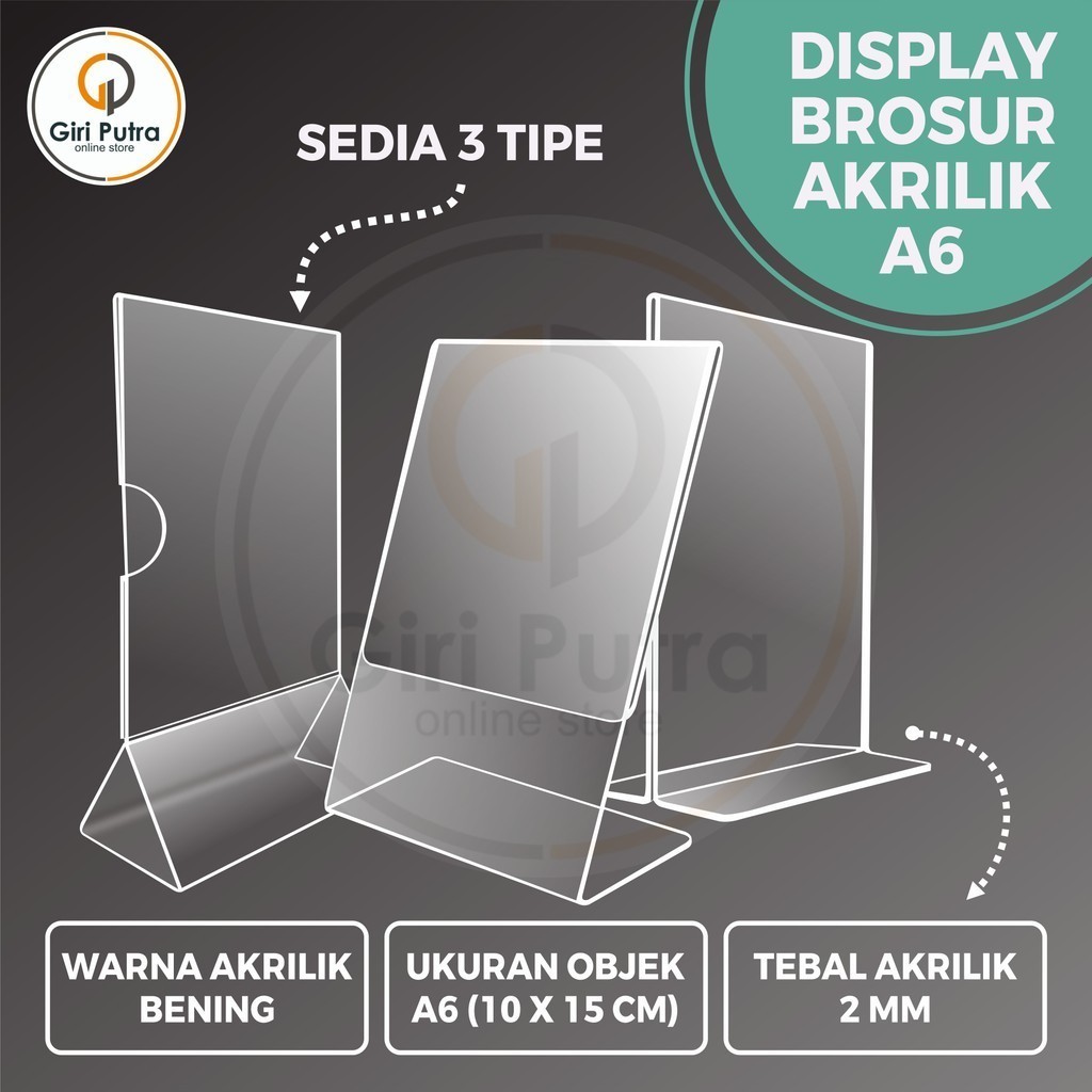 

AKRILIK / DISPLAY BROSUR A6 / STAND QRIS A6 / DISPLAY NOMOR MEJA