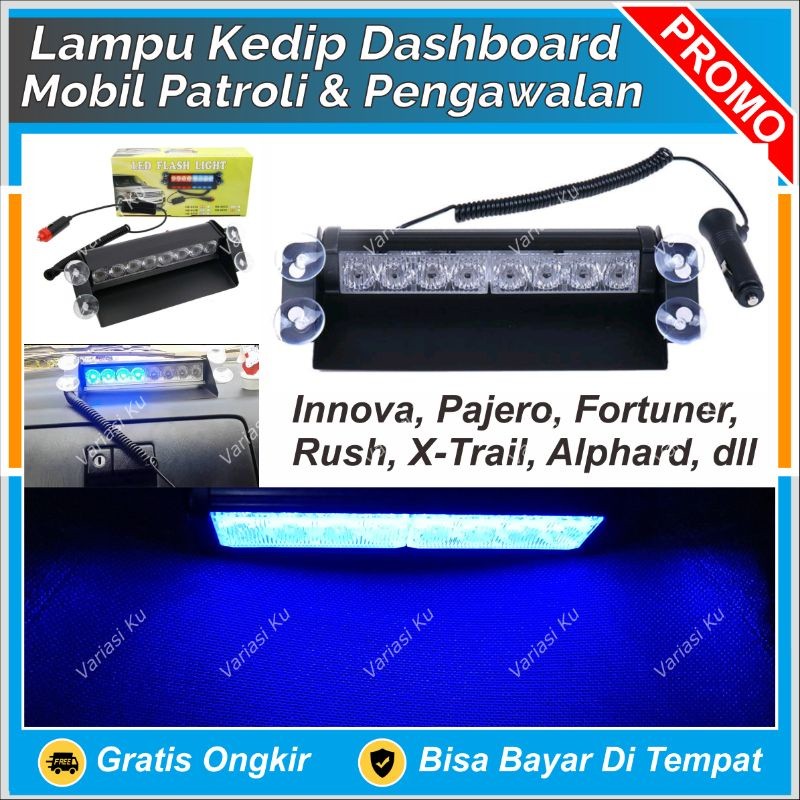 LAMPU LED MOBIL KEDIP TEMPEL KACA DASHBOARD KABIN DEPAN 8 TITIK MATA LED BIRU MERAH AVANZA XENIA JAZ
