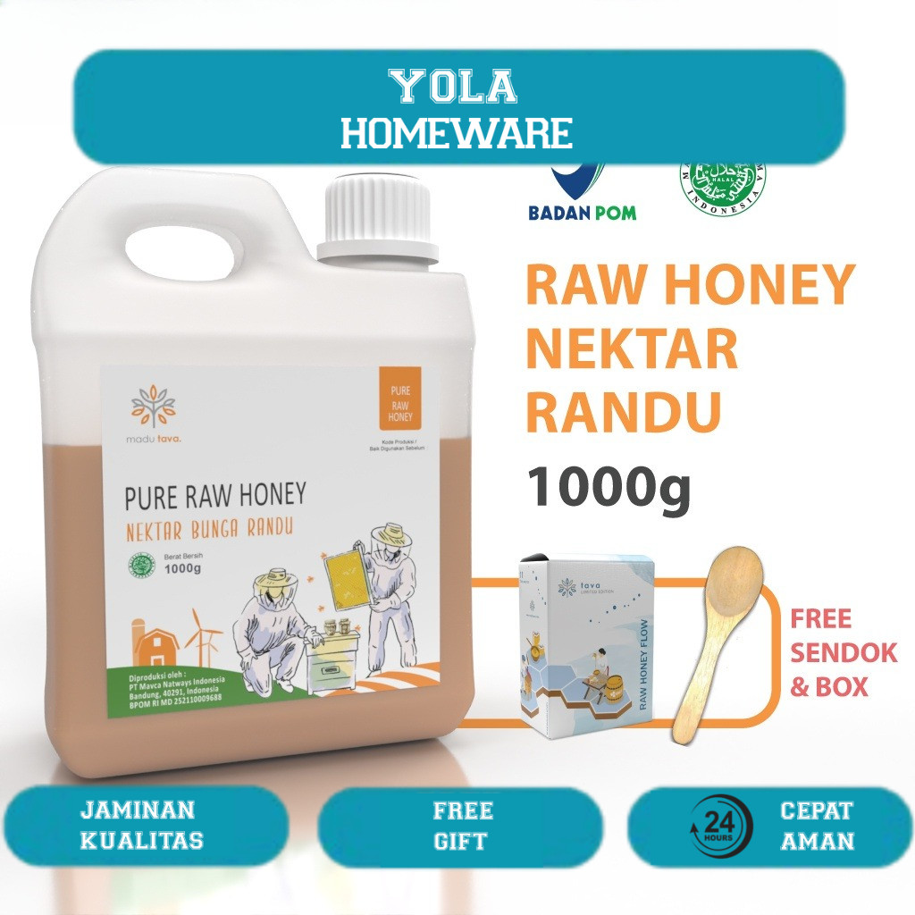 

Madu Murni Asli Tava Nektar Randu 1kg Grade A 100% Alami Pure Natural Raw Honey