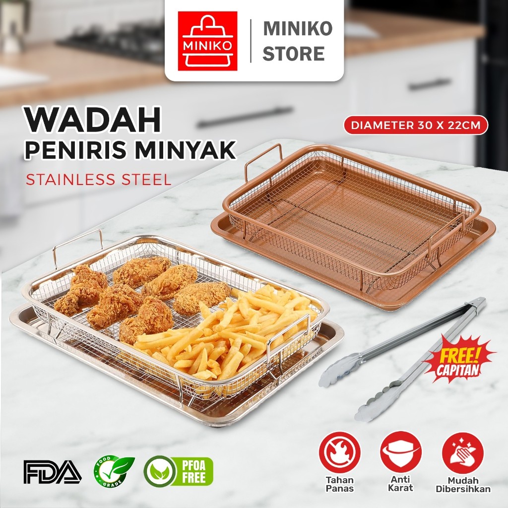 

Cooper Crisper Tray Fika Oven Saringan/Peniris Minyak Cooling Rack Baking Tray Multifungsi Free Capitan
