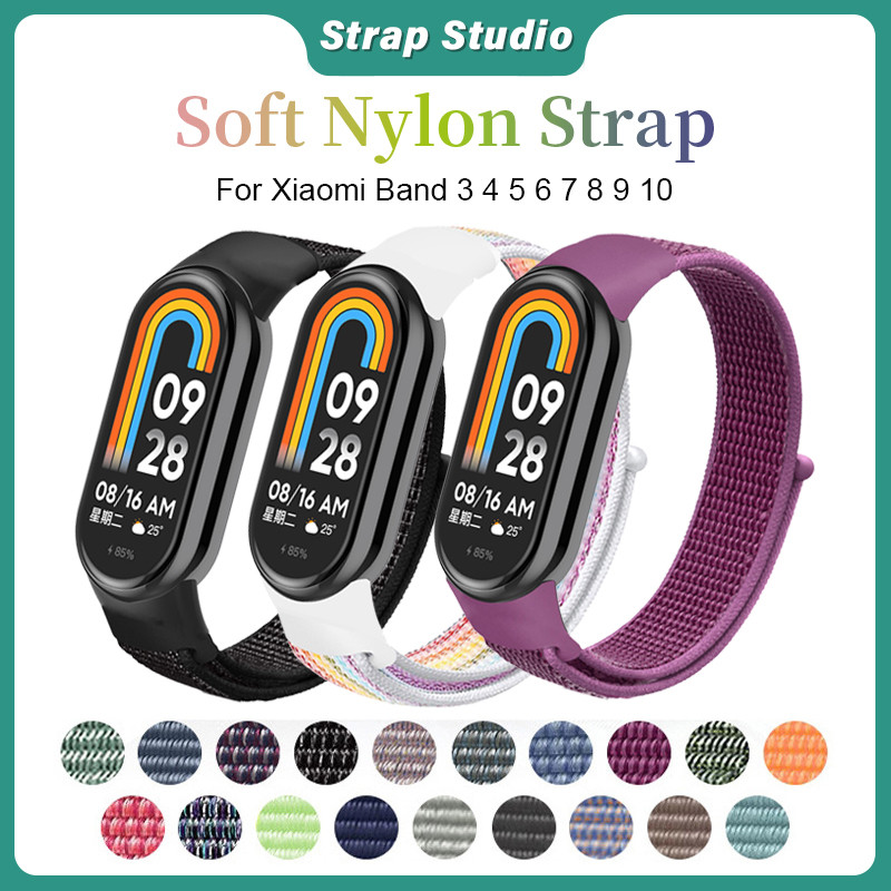 Xiaomi Band Strap Nilon untuk Mi Band 3 4 5 6 7 8 9 10 Velcro Adjustable Strap  Smartwatch M6 M7 Rep
