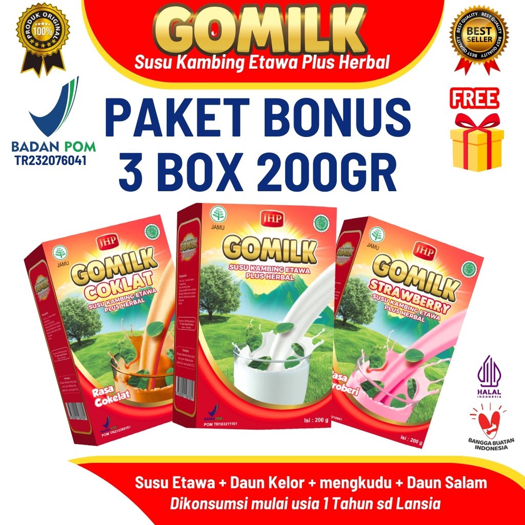 

[Paket 3 box] GOMILK Susu Etawa Herbal Paket Bonus Paling Best Seller
