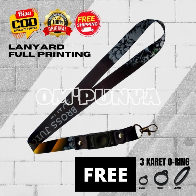 

Lanyard Gantungan Bonus 3 Karet Motif BROS JUS BUNGA Full Printing bolak balik