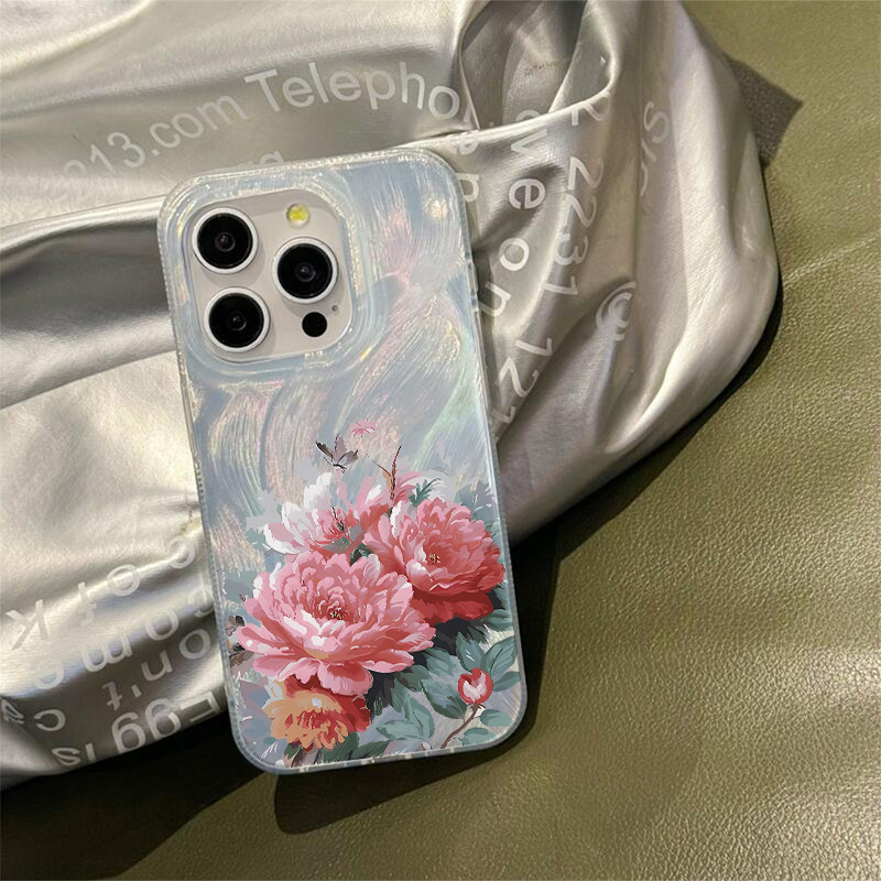 Casing ponsel Benang Bulu Bunga Mawar Aesthetic case untuk Casing Ponsel Apple iPhone 15 14 13 12 11