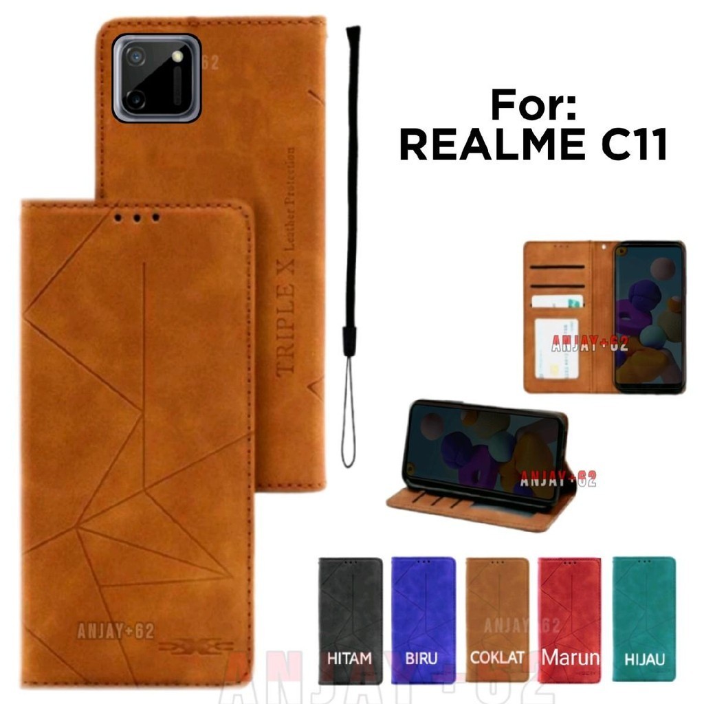 Case Untuk Realme C11 Flip Cover Magnet Dompet Kulit Standing Premium Casing MG1
