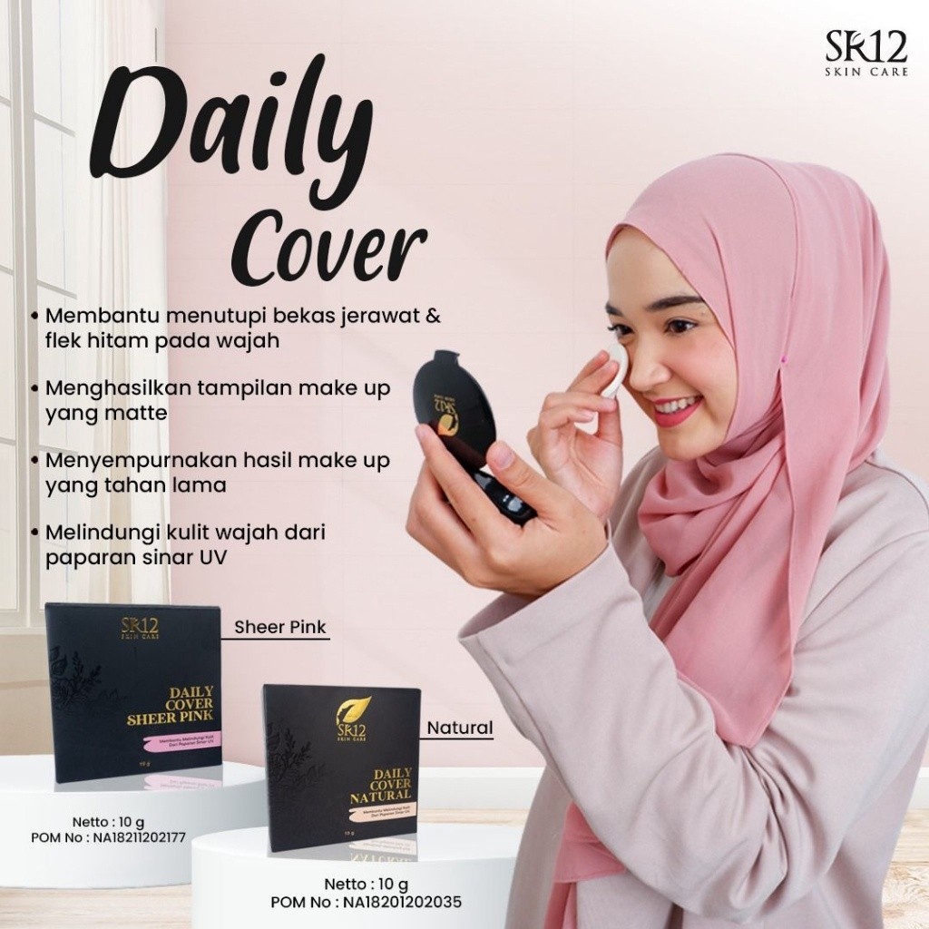 BEDAK NATURAL SR12 - DAILY COVER SR12 - BEDAK PADAT TAHAN LAMA - BEDAK MENUTUPI BEKAS JERAWAT FLEK H
