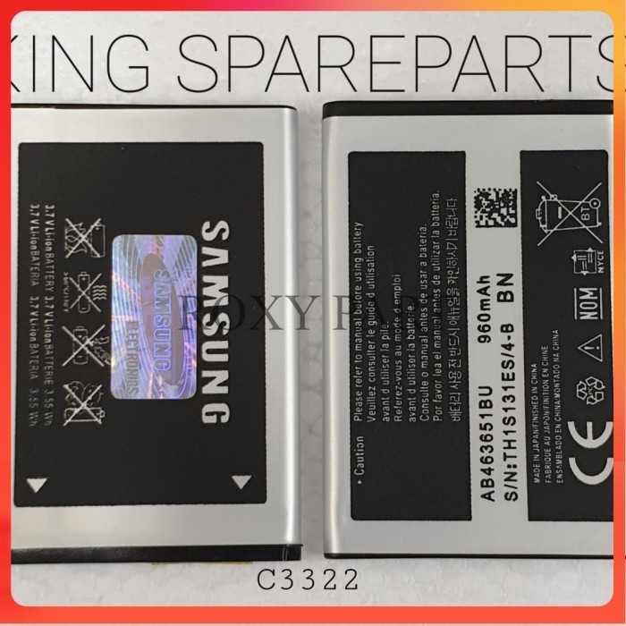 BATERAI BATRE BATTERY SAMSUNG F400 S3650 C3510 S5620 B3401 C3322 ORI99