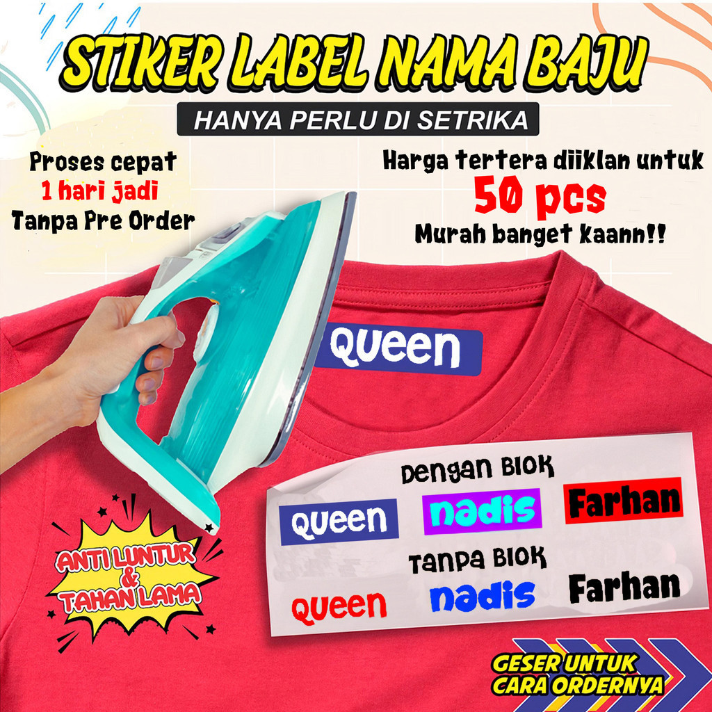 

Sablon setrika Stiker label nama stiker label nama dtf custom label nama anak DIY kaos STIKER LABEL