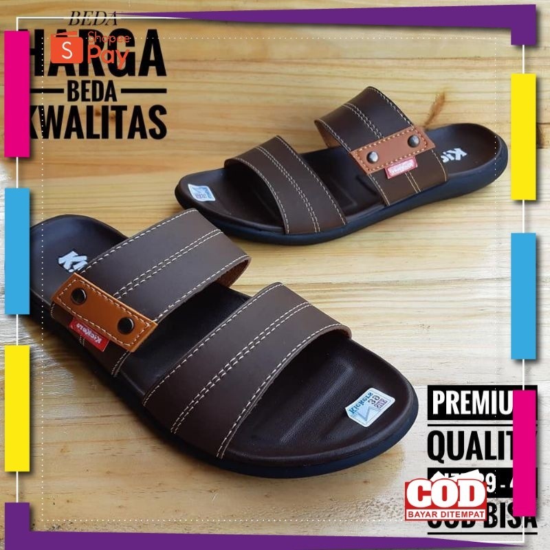[PREMIUM ORIGINAL] Sandal Kickers Casual Pria Sendal Pria Kickers Slop Selop Slip On Kulit Cowok Pre