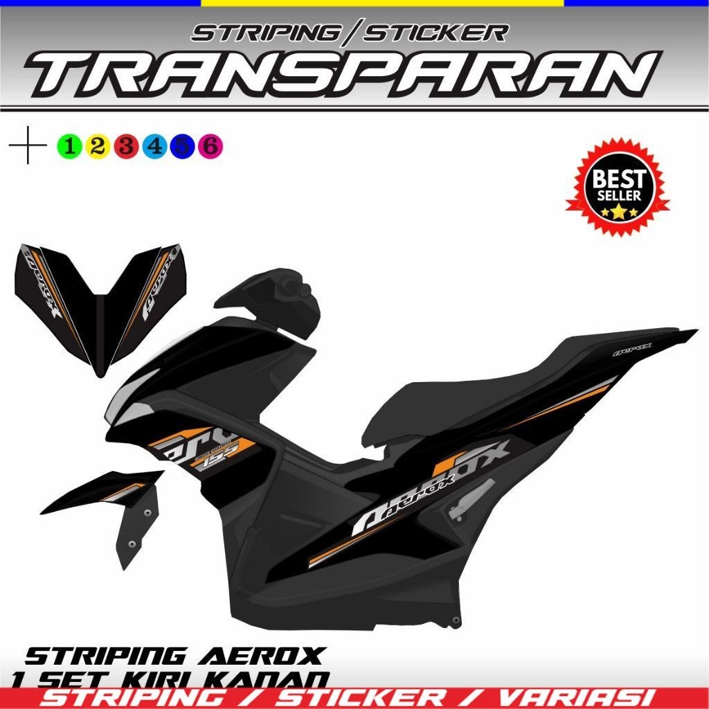 SETRIPING STRIPING STICKER BENING AEROX 155 NVX TRANSPARAN VIETNAM STYLE VARIASI MOTOR