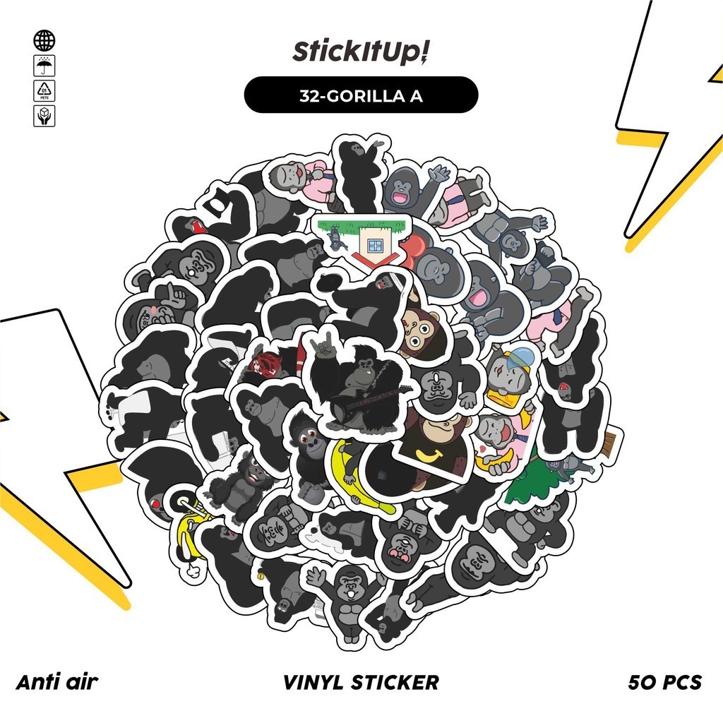 

COD✨ 50 Pcs Stiker Pack Graffiti Motif Kartun Hewan Gorila Lucu Lucu Aesthetic Vynil Waterproof untuk Freebies Sticker Buku Journal Casing HP Laptop