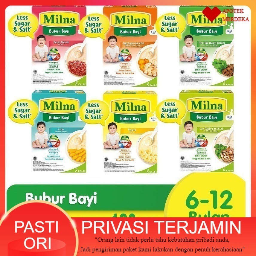 MILNA Bubur Bayi 6+ 120 gr usia 6-12 Bulan / Makanan Bayi Milna Bubur Bayi 6 Plus Bubur Mpasi Instan