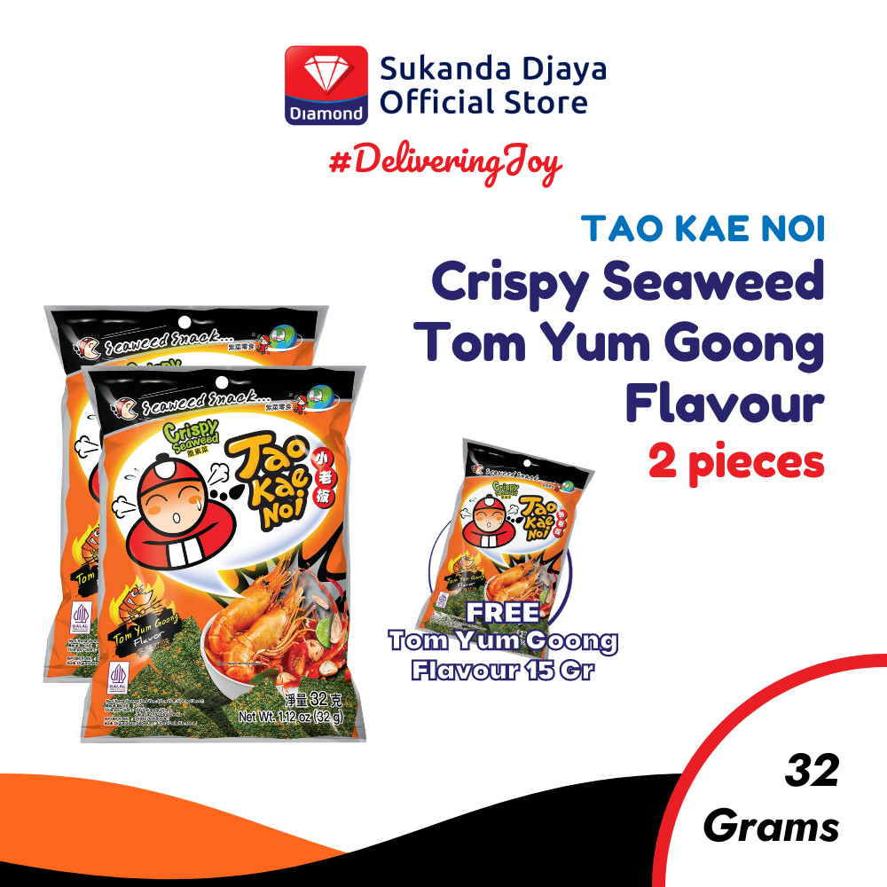 

Tao Kae Noi Crispy Seaweed Tom Yum Goong Flavour 32 Gr ISI 2 [Free Tom Yum Goong Flavour 15 Gr]