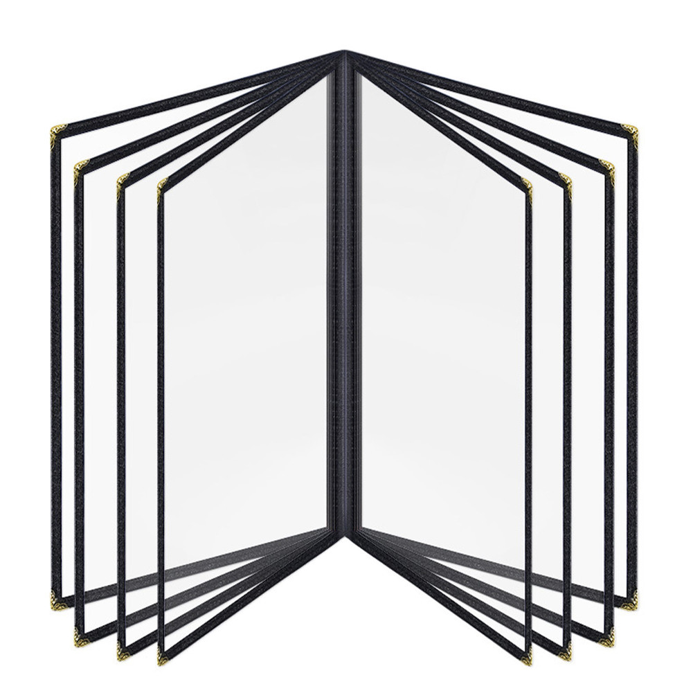 

A4 Display Book Kitchen DIY 2 4 8 Pages Food Drink PU Leather For Restaurant Corner Protection Foldable Reusable Bar Menu Cover
