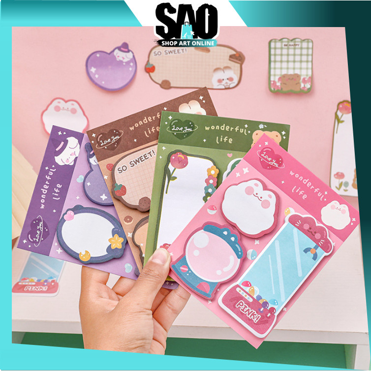 

SAO - S6268 Sticky Notes Kartun / Sticky Notes Lucu 3 in 1 / Memo Stick Stationery Cute