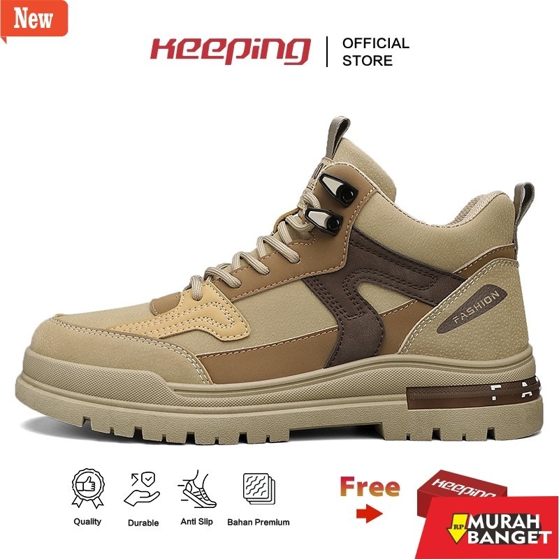 sepatu hiking murah terbaik Keeping Sepatu Pria Outdoor Sepatu Jungle Vintage Boots Pria Sepatu Cowo