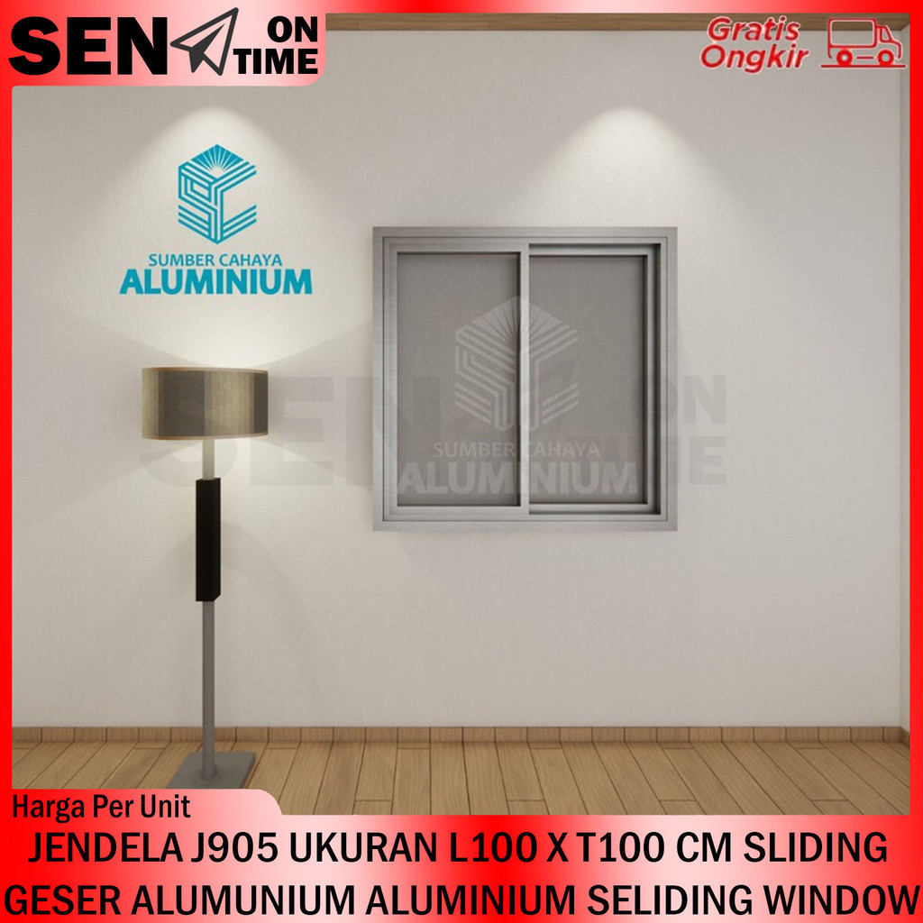 [Kargo] Jendela Sliding Geser Aluminium 2 Daun Ukuran L100 X T100 100x100 Cm 1,0 1.0 M Casement Kasm