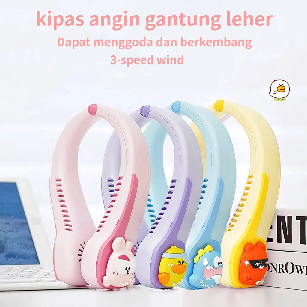 

Girlsneed77 Kipas Angin gantung Leher Portable USB Rechargeable / neck fan portable / Mini Silent kipas 3-Speed Wind Tanpa Baling Baling Neck Fan lucu Bisa scalable lipat kipas