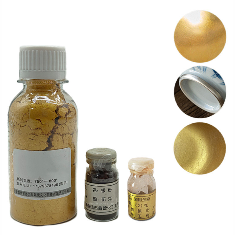 

Ceramic Overglaze Color Gold Silver Powder Jingdezhen Ceramic Painting Gold Border Color Painting DIY Ceramic Coloring