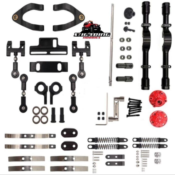 OG99 FULL UPGRADE METAL AXLE SHOCK STEERING WPL D12 SUZUKI CARRY - Hitam