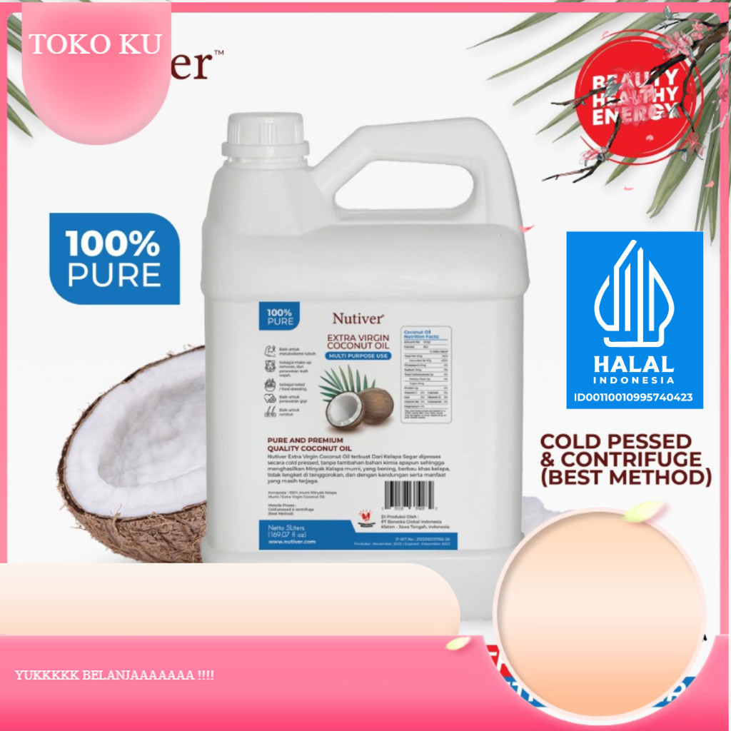 

NUTIVER PREMIUM VCO Virgin Coconut OIL 5 Liter - EVCO EXTRA VIRGIN COCONUT OIL MINYAK KELAPA MURNI ASLI ORIGINAL - MINYAK | TKD