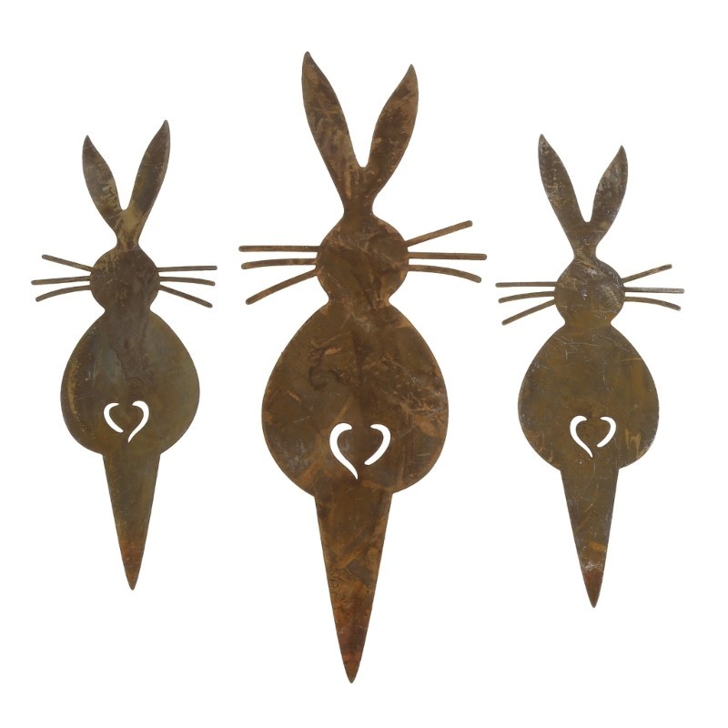 

P82D 3Pcs Rabbit Yard Plugin Emblems Metal Animal Stake Garden Animal Stake Wrought