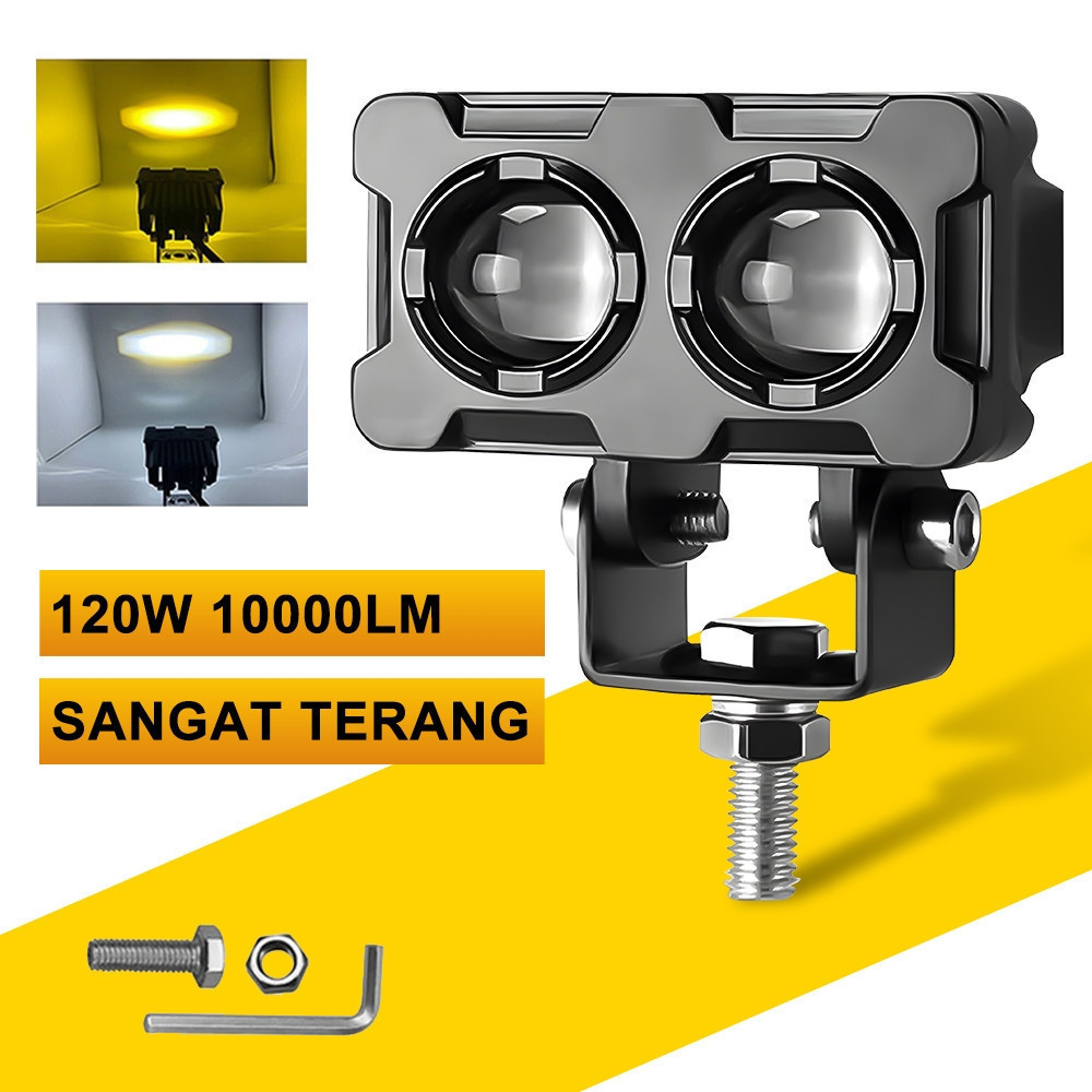 Lampu Tembak Sorot Led Laser 2 Mata Putih Kuning 12v - 24v Truck Fuso Avanza Innova Tronton Anti Air