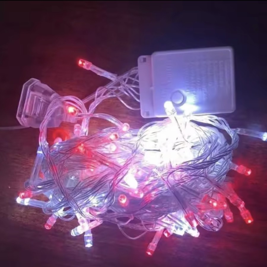 LAMPU NATAL JAKMAN MERAH PUTIH 10M | Lampu Natal Jakman Merah Putih  220V