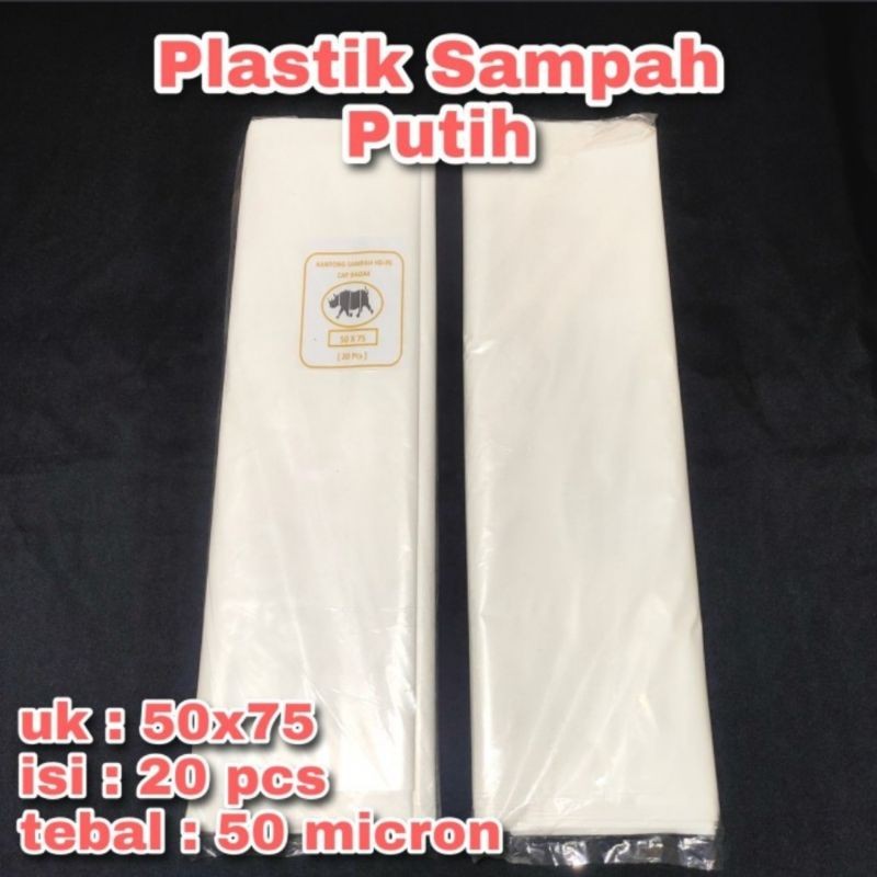 plastik sampah PUTIH uk 50x75 (isi 20 pcs) kantong sampah