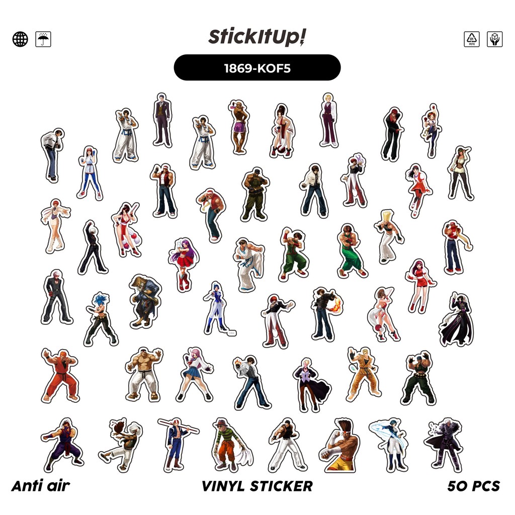 

COD✨ 50 Pcs Stiker Pack K1NG OF FIGHTER CHAR MIX 05 Lucu Aesthetic Vynil Waterproof untuk Freebies Sticker Buku Journal Casing HP Laptop