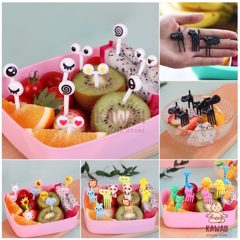 KS Garpu Bento Tusukan Bento Buah Kue Garpu Buah Kue Dessert Motif Lucu Anak-anak