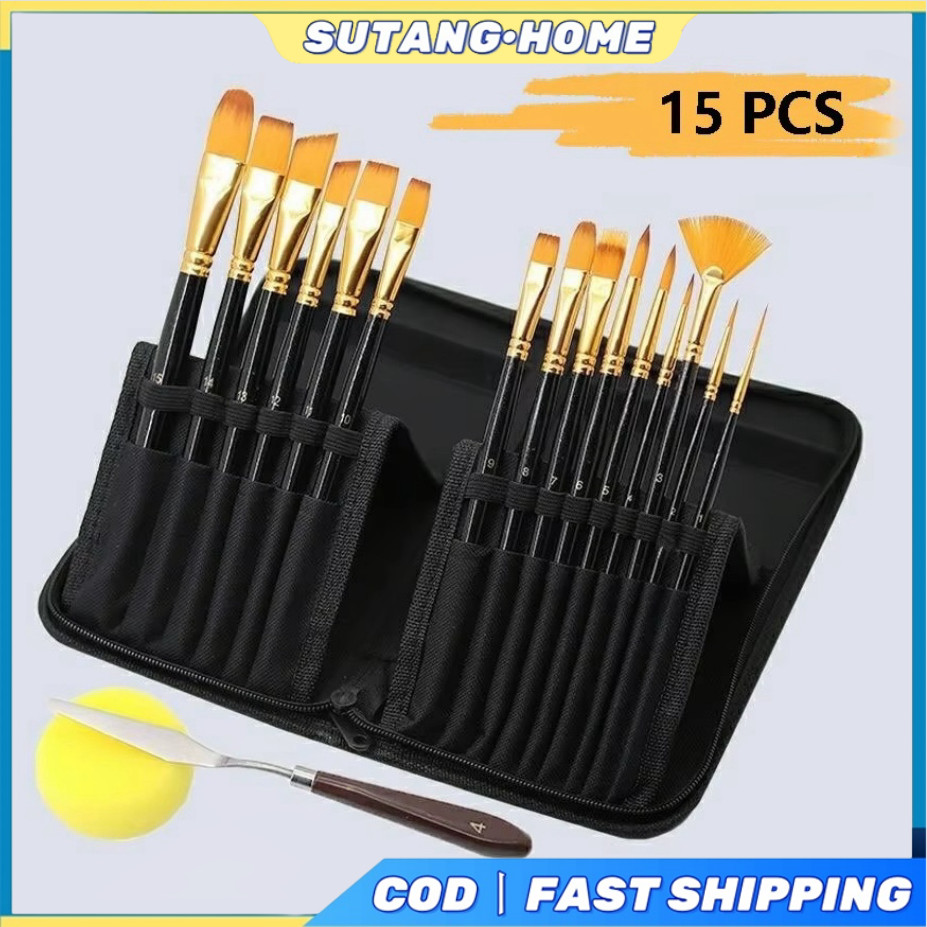 

【SUTANG】18 IN 1 Art Brush Set 15pcs Alat kuas lukis lengkap Mixing Knife Murah Berkualitas